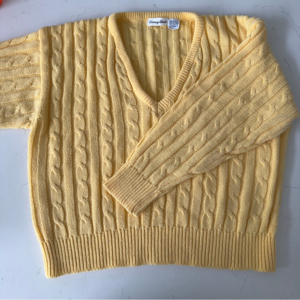 Vintage Butter Yellow Cable Knit Sweater